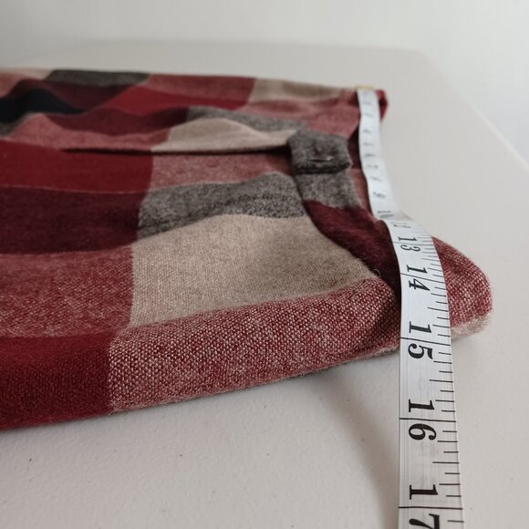 Yihua Burgundy Plaid Wool Blend Wide Leg Vintage Trousers - Picture 9 of 16